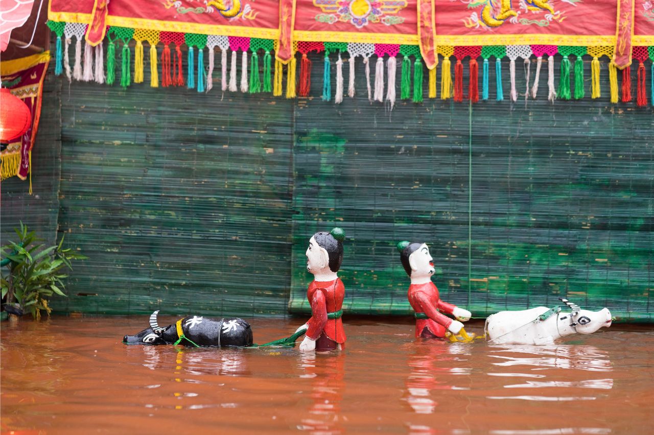 Traditional Vietnamese water puppet show — performed on a water stage with live traditional music